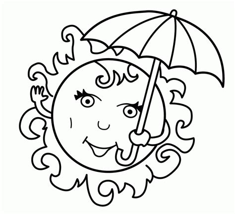 summer coloring pages  sun   umbrella summer coloring