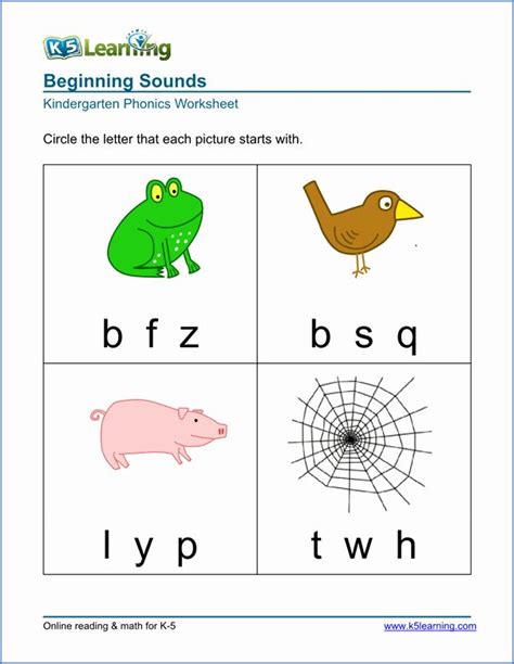 beginning sounds preschool worksheets kindergarten phonics worksheets