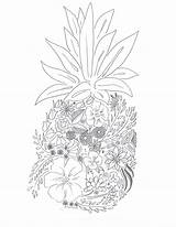 Coloring Pages Adult Pineapple Printable Notes Color Relief Stress Floral Anxiety Teal Source sketch template