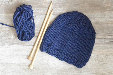 basic beginner knit hat  kids  adults knitting