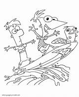 Ferb Phineas Coloring Pages Summer Vacation Printable Animations sketch template