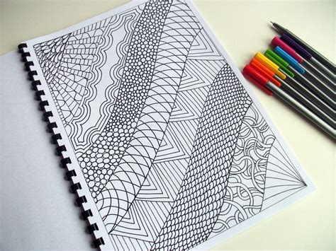 abstract art coloring pattern zentangle inspired printable