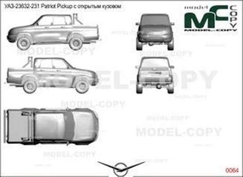 uaz   patriot pickup open bodywork  drawing blueprints  model copy default