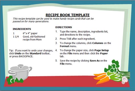 recipe book template  word templates