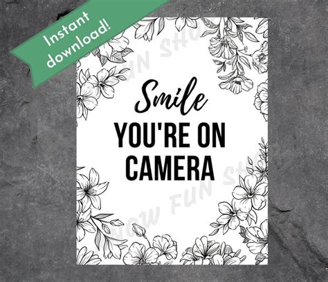 youre  camera printable sign instant  smile security camera