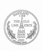 Maryland Quarter Coloring State Pages Md States Usa Printables Quarters Choose Board Go sketch template