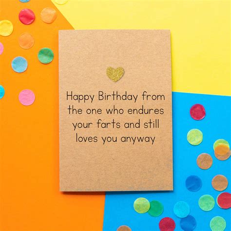 Birthday Farts Funny Husband Birthday Card By Bettie Confetti