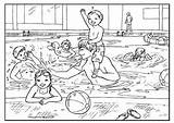 Colouring Swimming Pool Coloring Pages Kids Summer Party Children Sheets Choose Board sketch template