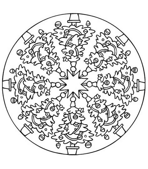 christmas tree mandala christmas coloring pages  place  color