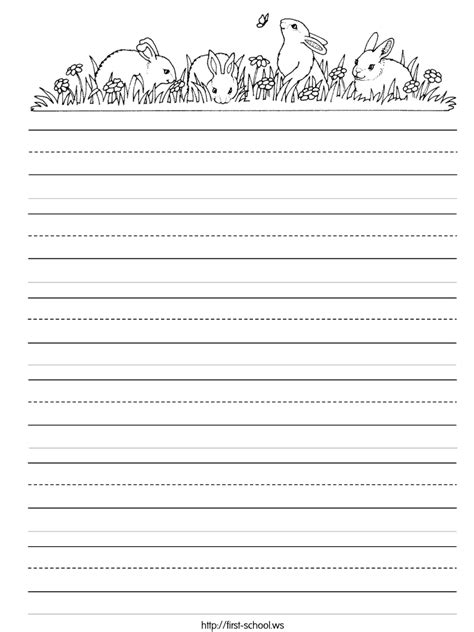 writing paper spring theme rabbits printable activities