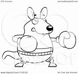 Kangaroo Boxing Chubby Cartoon Coloring Clipart Outlined Vector Thoman Cory Royalty sketch template