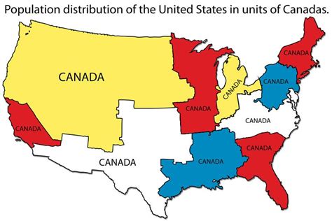 Population Distribution Of The United States Measured In Canadas