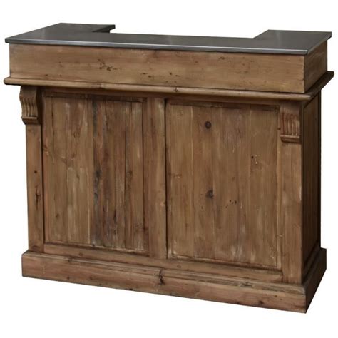 style ancien bar comptoir en bois de pin recycle  zinc  cm achat vente meuble bar style