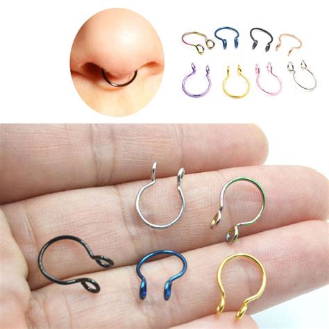 fashion fake septum clip on non piercing swirls for women body clip