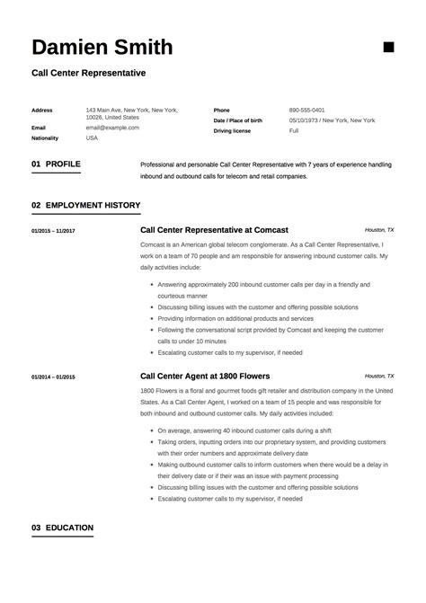 call center representative resume guide  samples