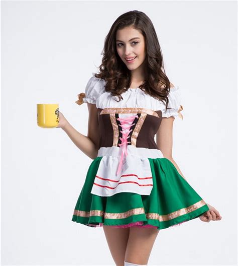 New Sexy Girls Green German Beer Costume Oktoberfest Beer Girl Maid