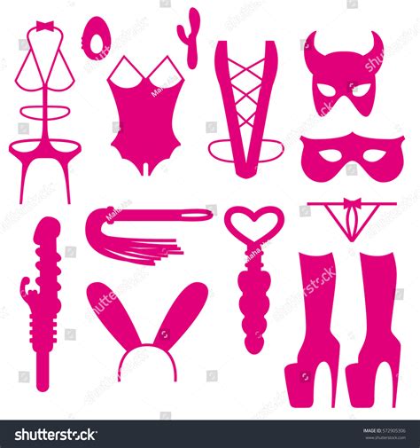 Adult Sex Toys Silhouettes Masks Different Stock Vector