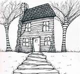 Crooked House Clipart Drawing Sketches Choose Board Clipground Behance Illustration sketch template