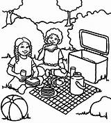 Picnic Coloring Family Pages Eat Sandwich Lot Netart Lunch Color sketch template