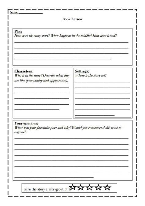 printable book review form printable form