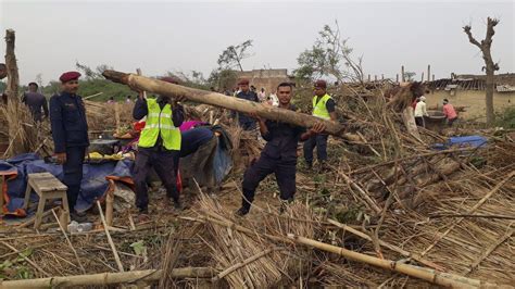 nepal storm    killed  winds flatten homes bbc news