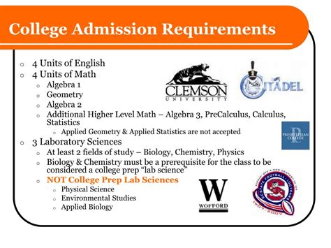 College Admission Requirements Chart Focus 2022
