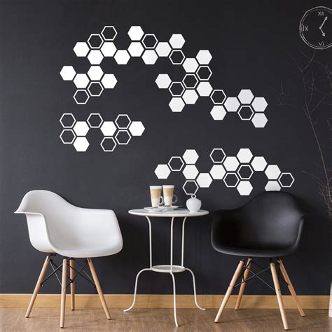 vinyl wall art decal honeycomb hexagon pattern    moder imprinted designs