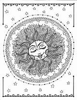 Mandala Zon Moon Kleurplaat Celestial sketch template