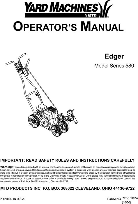 mtd edger manual