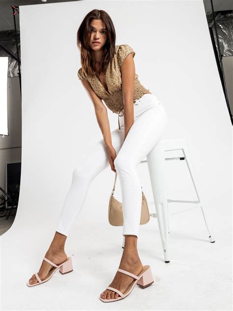Lisa High Rise Skinny Ankle Hugger Jeans In Optic White Denim Glue Store