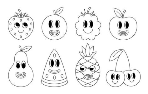 fruit coloring pages vector art icons  graphics