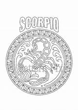 Coloring Scorpio Zodiac Pages Adult Mandala Etsy Colorear Por Color sketch template