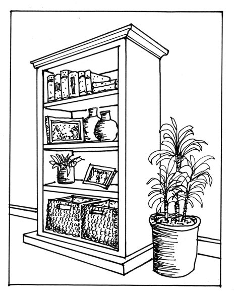 bookcase coloring page coloring pages
