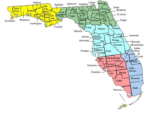 map  counties  florida printable