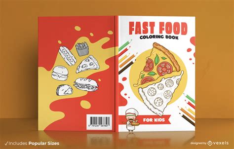 fast food coloring book cover design vector