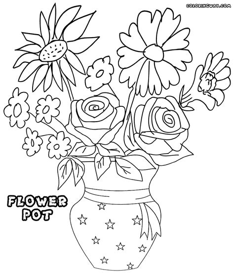 large flower pot coloring pages   amy coloriage  imprimer gratuit