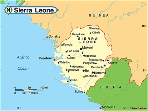 sierra leone political map by from
