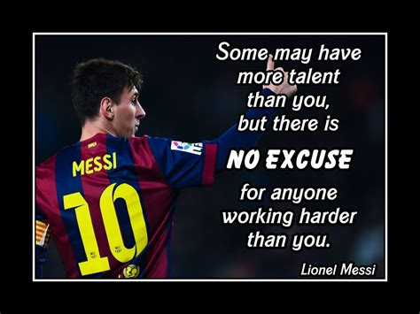 Inspiratioanl Lionel Messi No Excuse Quote Poster Motivational
