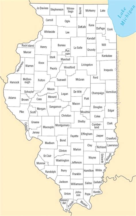 large detailed illinois state county map