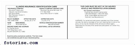 auto insurance card template  lovely template  insurance card