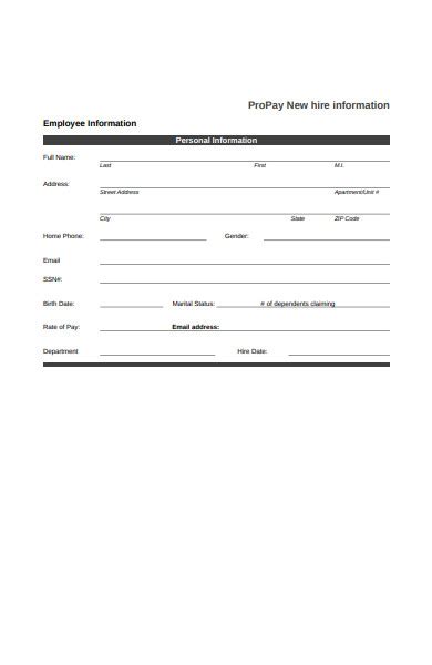 employee information forms   ms word excel