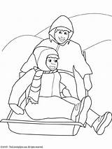 Snow Coloring Sledding Pages sketch template