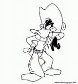 Daffy Duck Coloring Looney Tunes Pages Cowboy Printable Funny sketch template