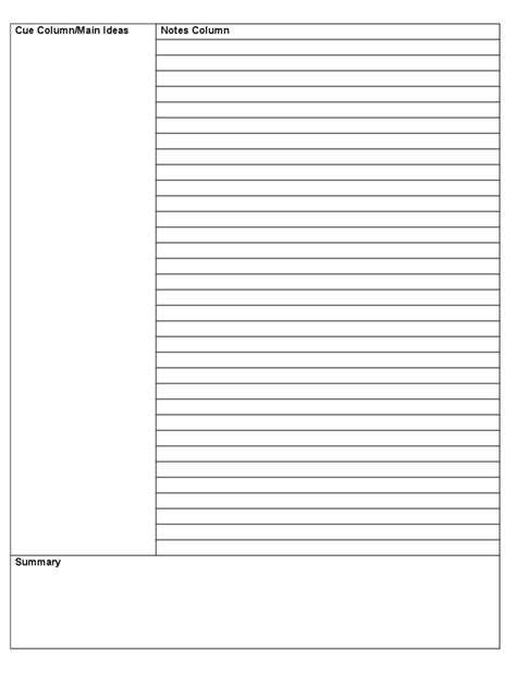 cornell notes template   templates   word excel