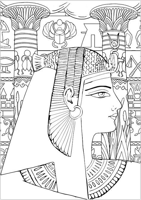 queen  egypt easy version egypt adult coloring pages
