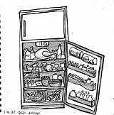 Fridge Drawing Refrigerator Frige sketch template