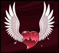 draw flying hearts  wings  easy step  step valentines