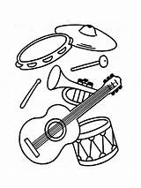 Instruments Coloring Musical Pages Printable Print Kids Music Tambourine Krokotak sketch template