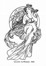 Mucha Alphonse Alfons Tattoos Gratuitamente Gratuitos Draw Soltura 1898 Kleurplaat Dvdbash sketch template