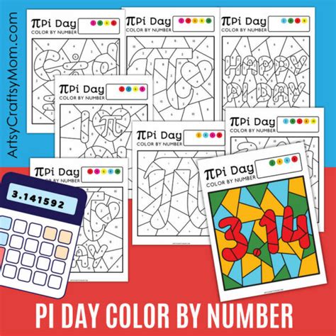 pi day color  number sheets artsy craftsy mom